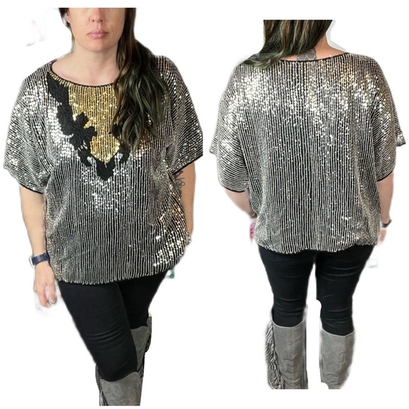 Vintage Mark & John II sequin beaded evening shirt - Picture 1 of 14